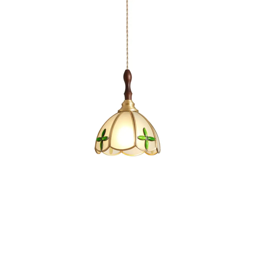 Lampada a sospensione a 3 luci in vetro ottone a forma di fiore per sala da pranzo