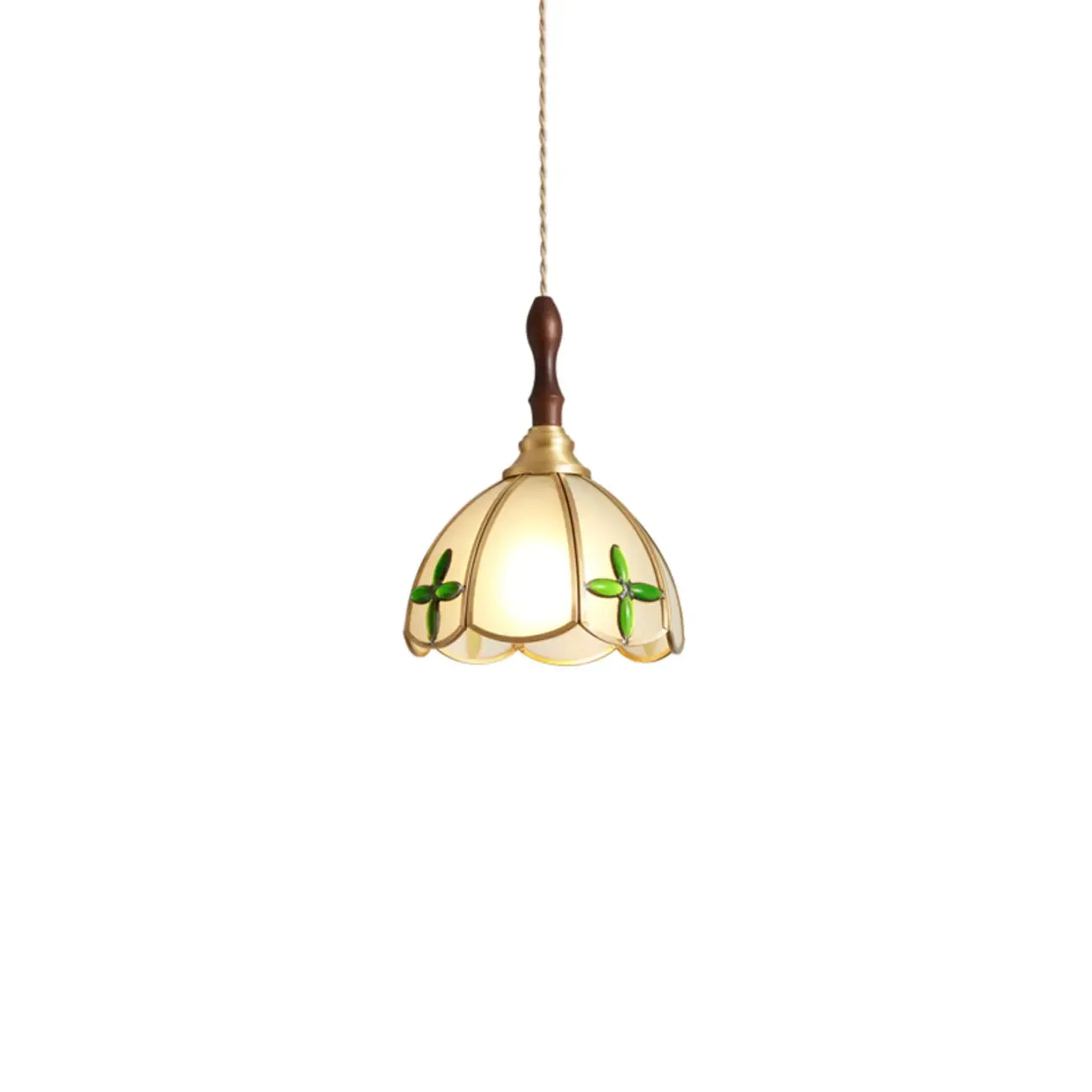Lampada a sospensione a 3 luci in vetro ottone a forma di fiore per sala da pranzo