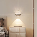 Suspension moderne en métal transparent avec globe lumineux réglable pour chambre à coucher