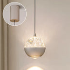 Suspension moderne en métal transparent avec globe lumineux réglable pour chambre à coucher