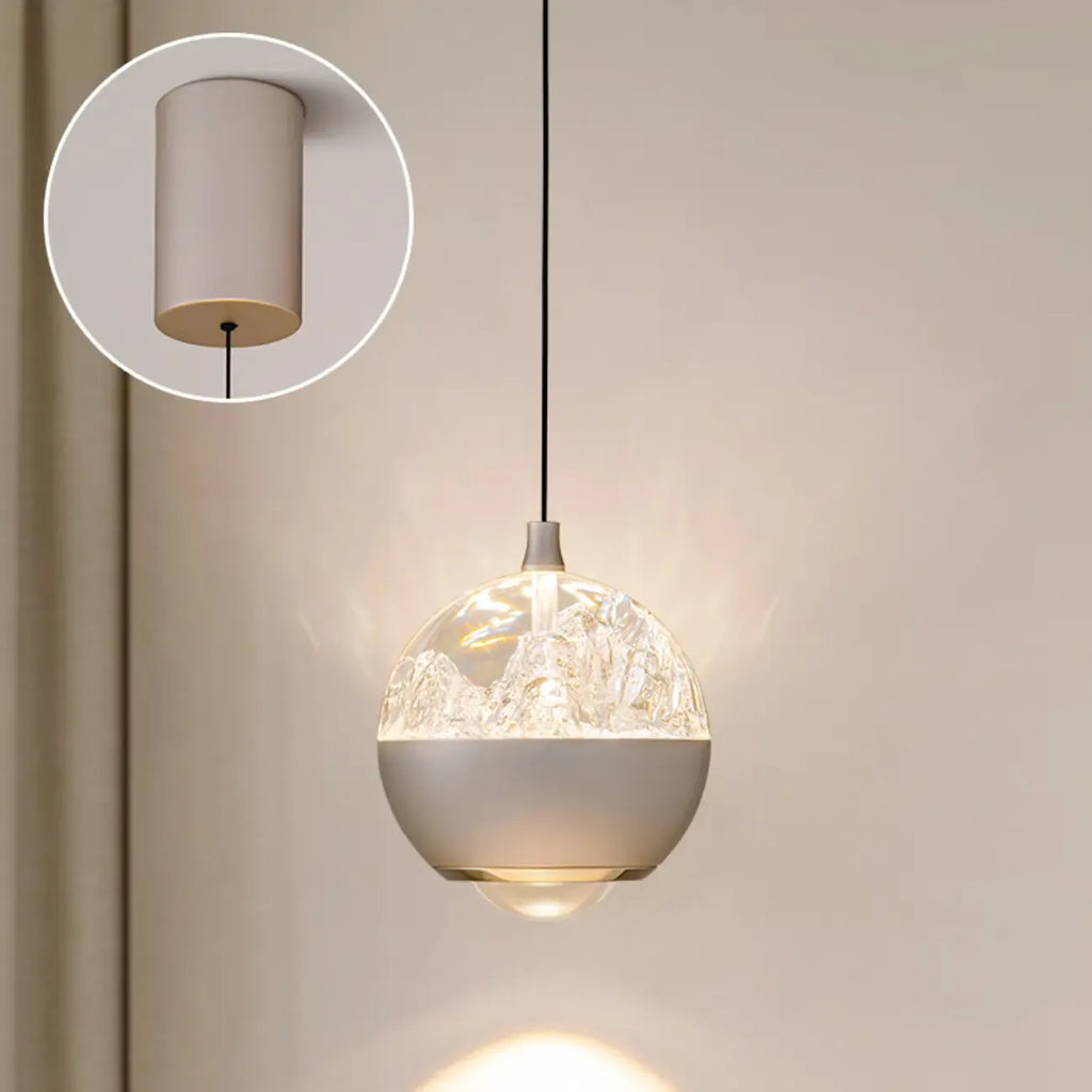 Suspension moderne en métal transparent avec globe lumineux réglable pour chambre à coucher