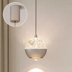 Suspension moderne en métal transparent avec globe lumineux réglable pour chambre à coucher