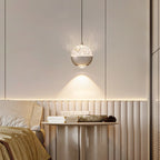 Suspension moderne en métal transparent avec globe lumineux réglable pour chambre à coucher