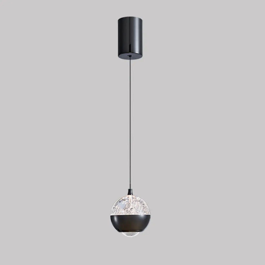 Suspension moderne en métal transparent avec globe lumineux réglable pour chambre à coucher