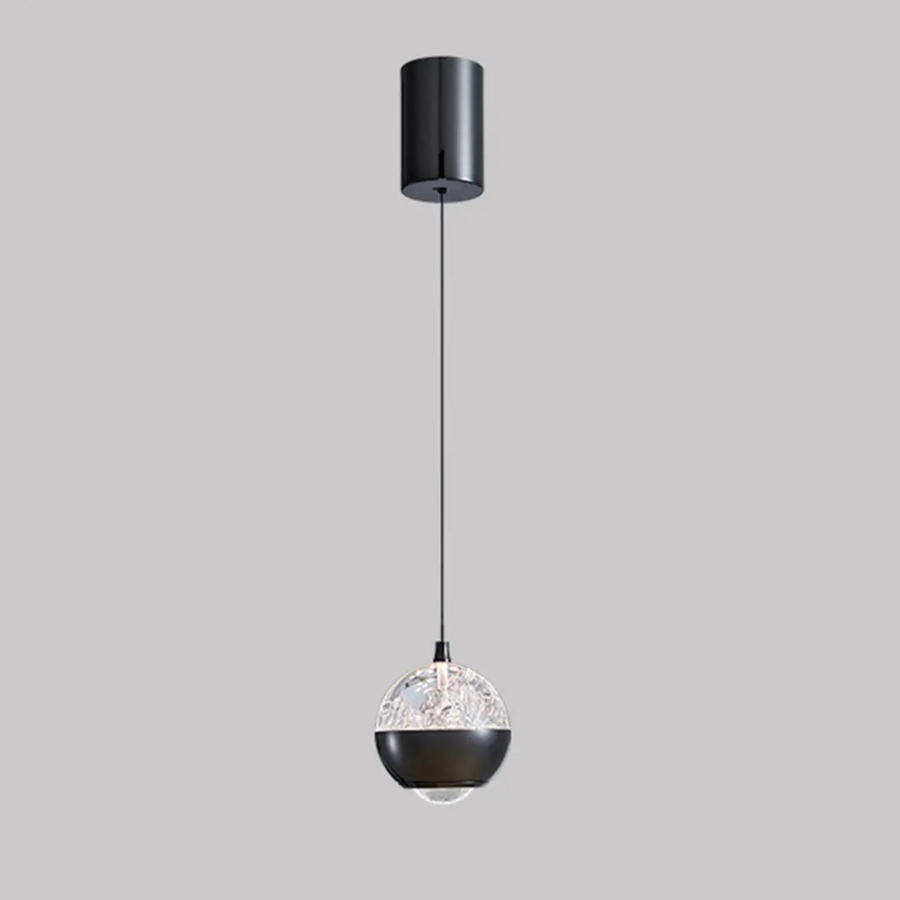 Suspension moderne en métal transparent avec globe lumineux réglable pour chambre à coucher