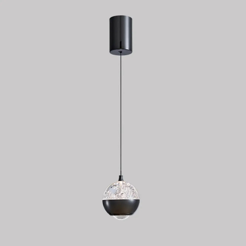 Suspension moderne en métal transparent avec globe lumineux réglable pour chambre à coucher