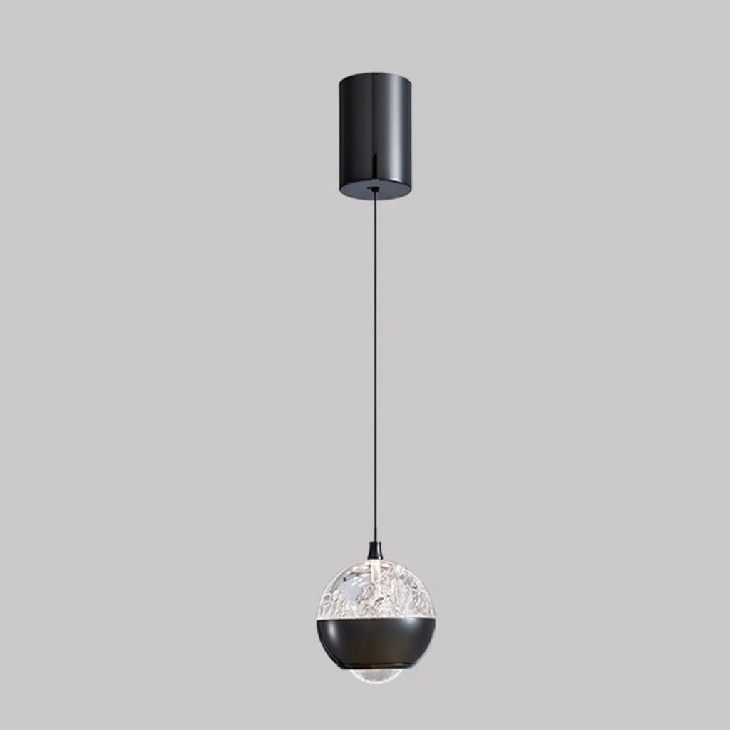Suspension moderne en métal transparent avec globe lumineux réglable pour chambre à coucher