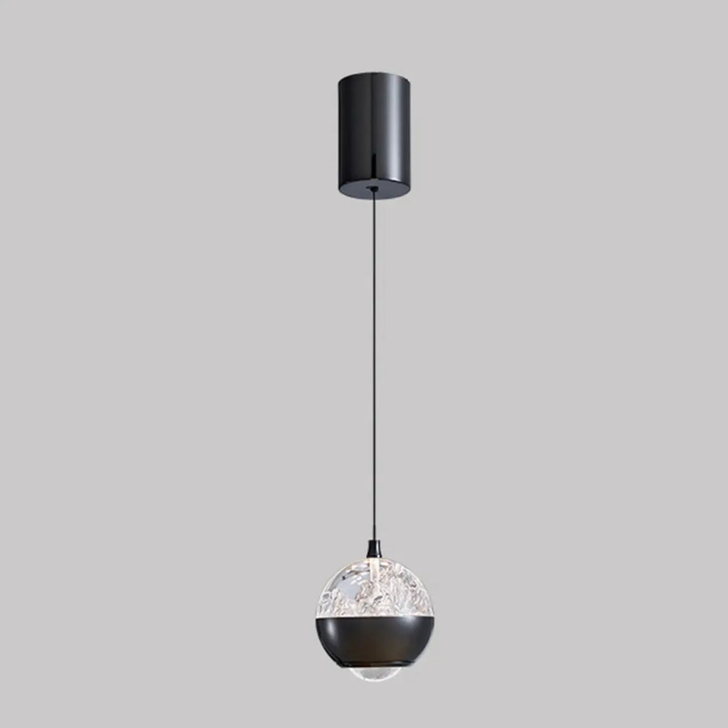 Suspension moderne en métal transparent avec globe lumineux réglable pour chambre à coucher