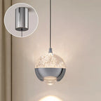 Suspension moderne en métal transparent avec globe lumineux réglable pour chambre à coucher