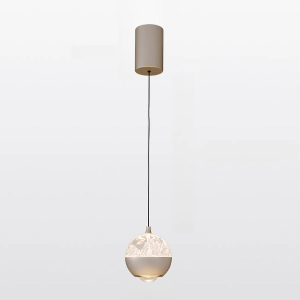 Suspension moderne en métal transparent avec globe lumineux réglable pour chambre à coucher