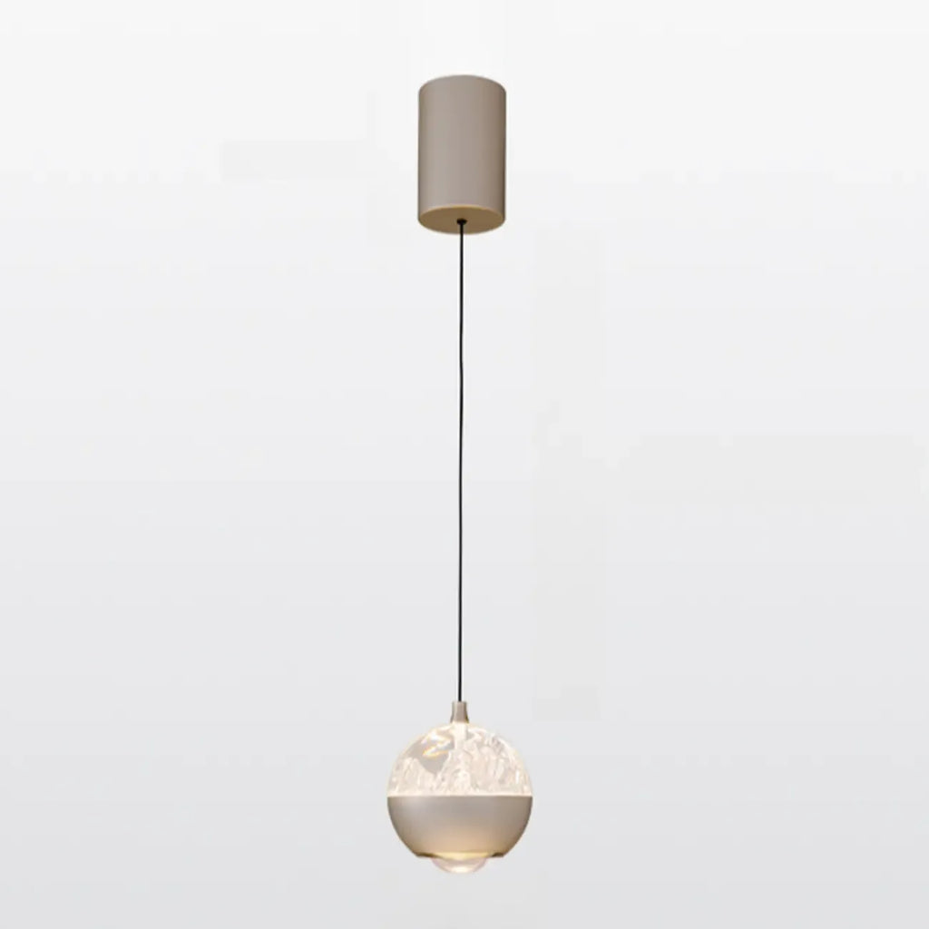 Suspension moderne en métal transparent avec globe lumineux réglable pour chambre à coucher