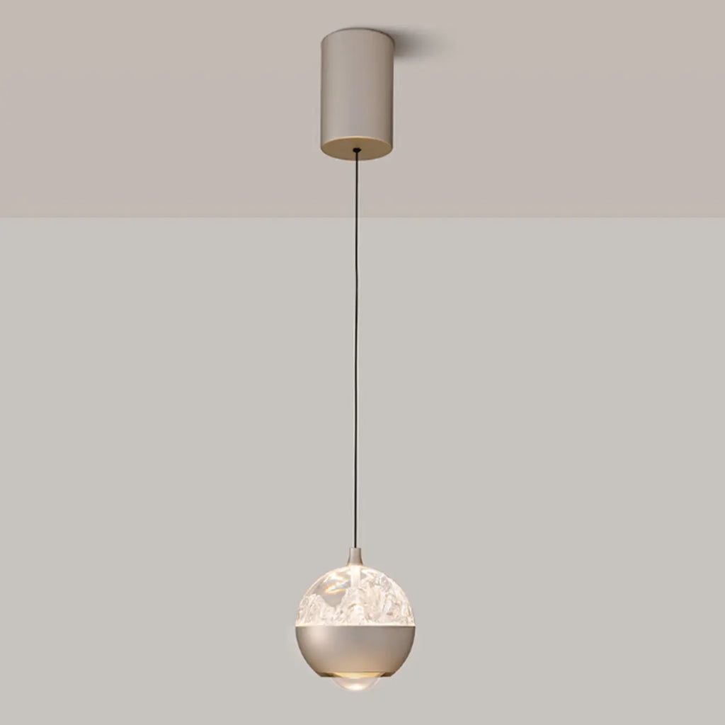 Suspension moderne en métal transparent avec globe lumineux réglable pour chambre à coucher