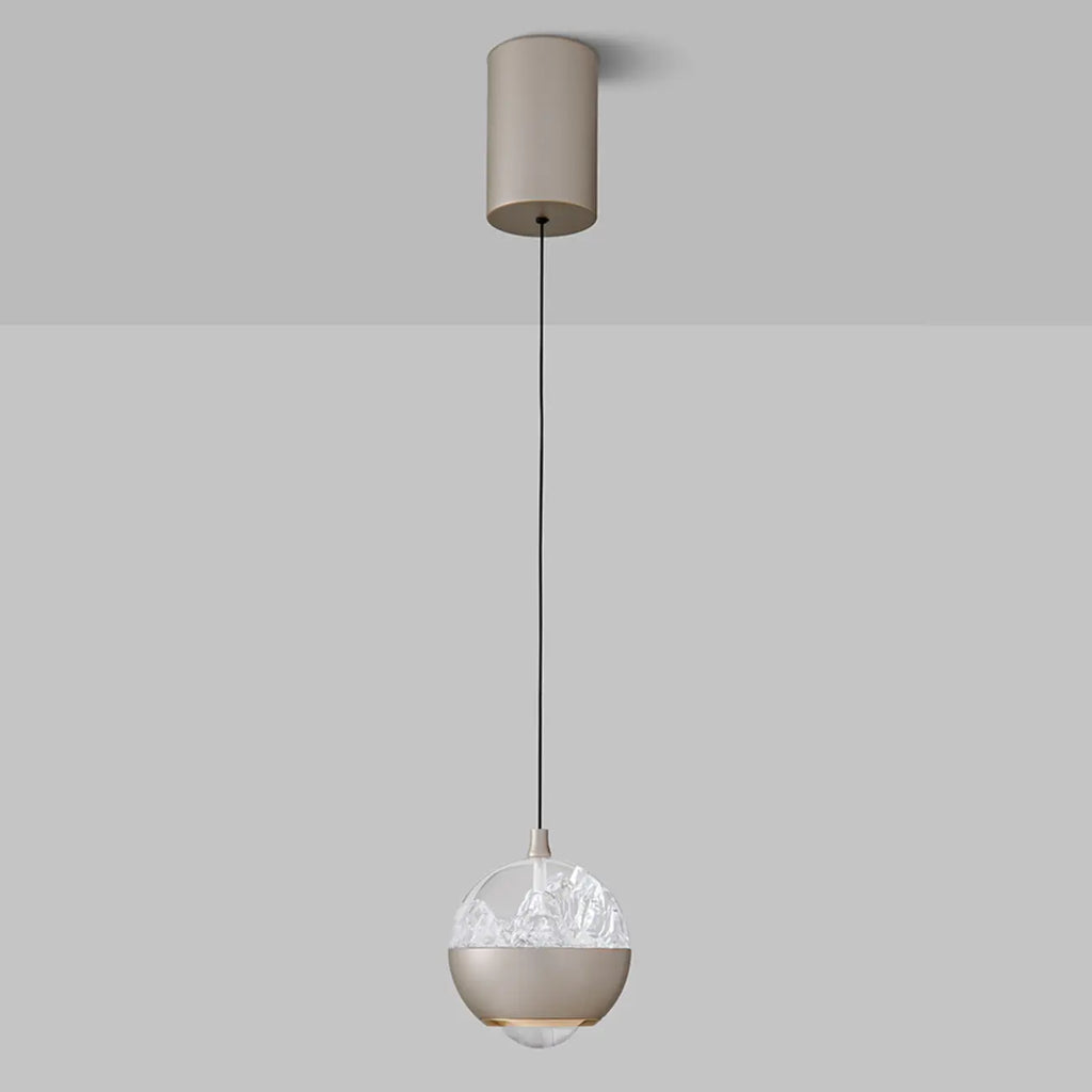 Suspension moderne en métal transparent avec globe lumineux réglable pour chambre à coucher