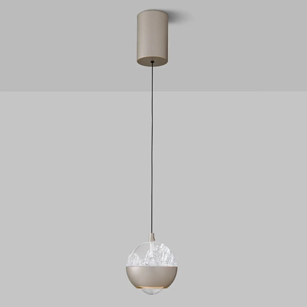 Suspension moderne en métal transparent avec globe lumineux réglable pour chambre à coucher
