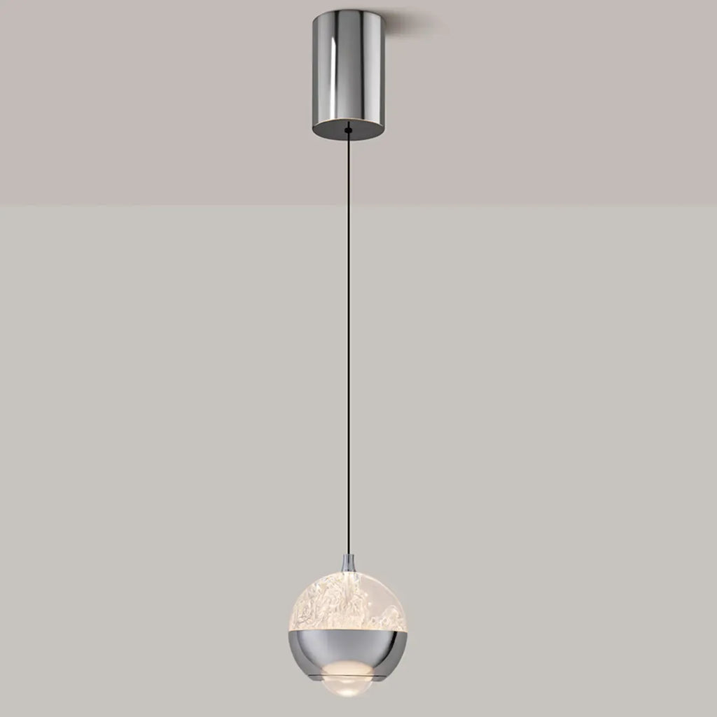 Suspension moderne en métal transparent avec globe lumineux réglable pour chambre à coucher