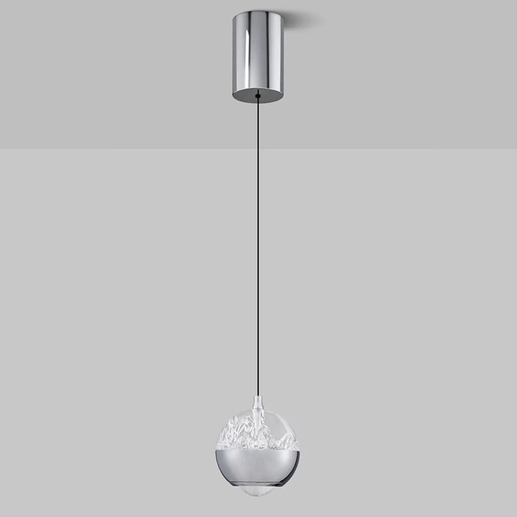 Suspension moderne en métal transparent avec globe lumineux réglable pour chambre à coucher