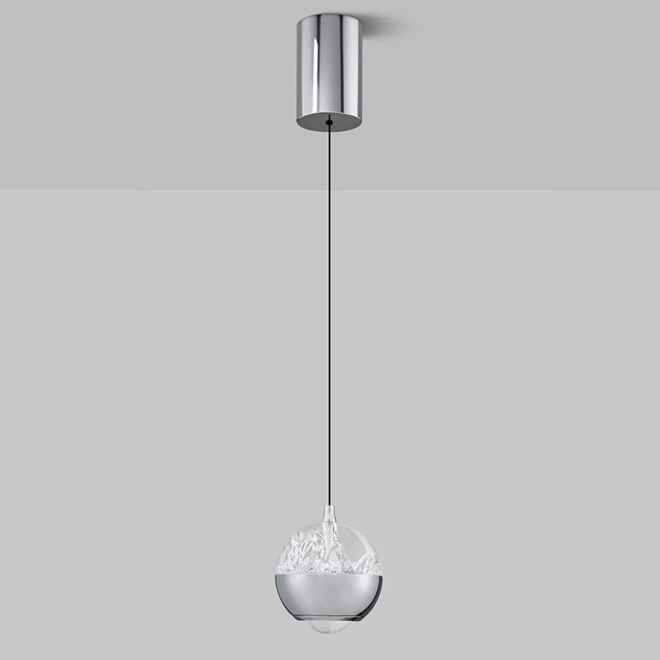 Suspension moderne en métal transparent avec globe lumineux réglable pour chambre à coucher