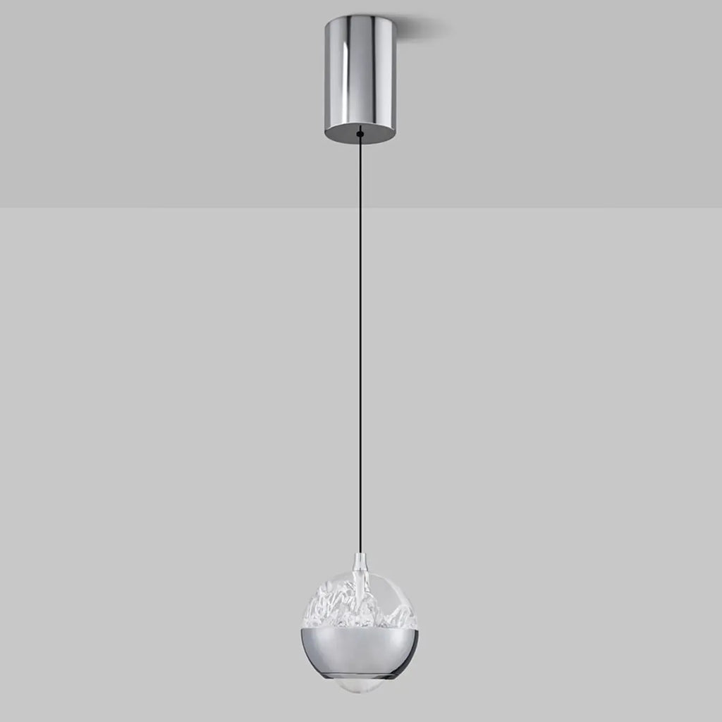 Suspension moderne en métal transparent avec globe lumineux réglable pour chambre à coucher