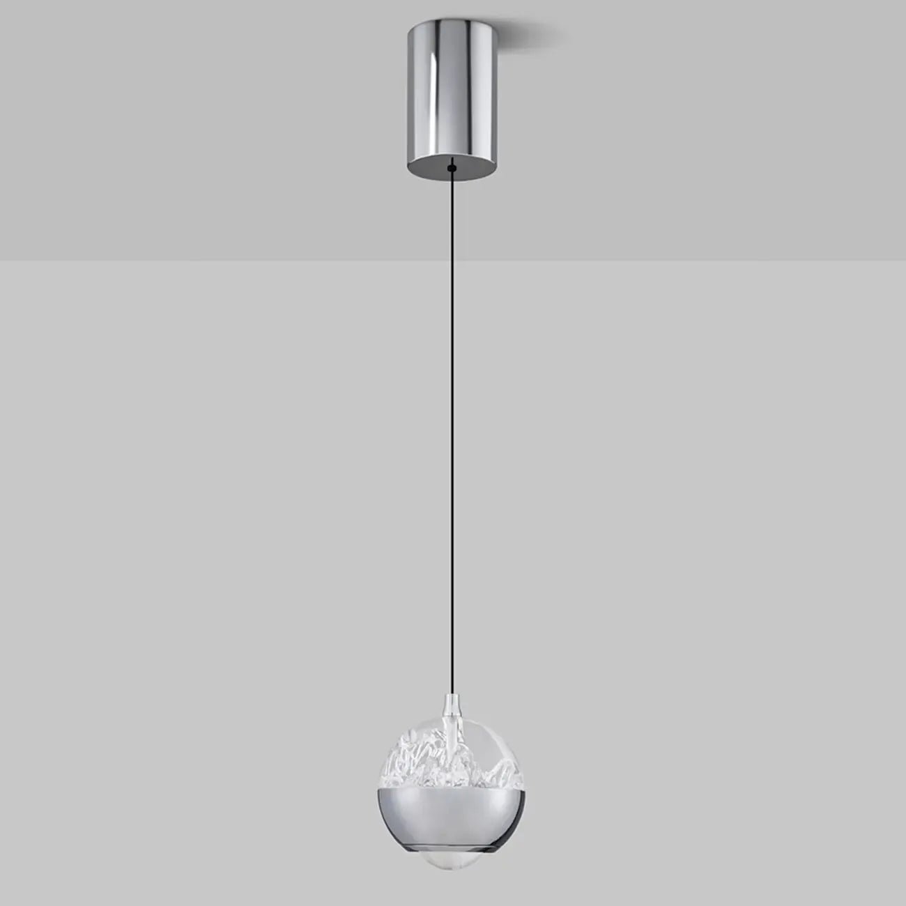 Suspension moderne en métal transparent avec globe lumineux réglable pour chambre à coucher