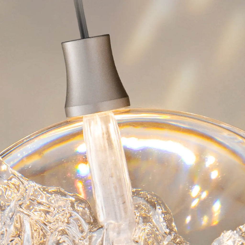Suspension moderne en métal transparent avec globe lumineux réglable pour chambre à coucher