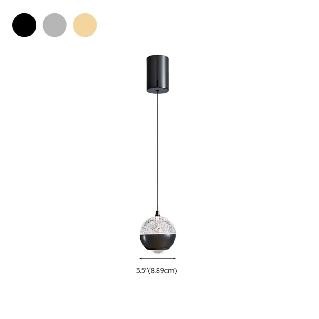 Suspension moderne en métal transparent avec globe lumineux réglable pour chambre à coucher