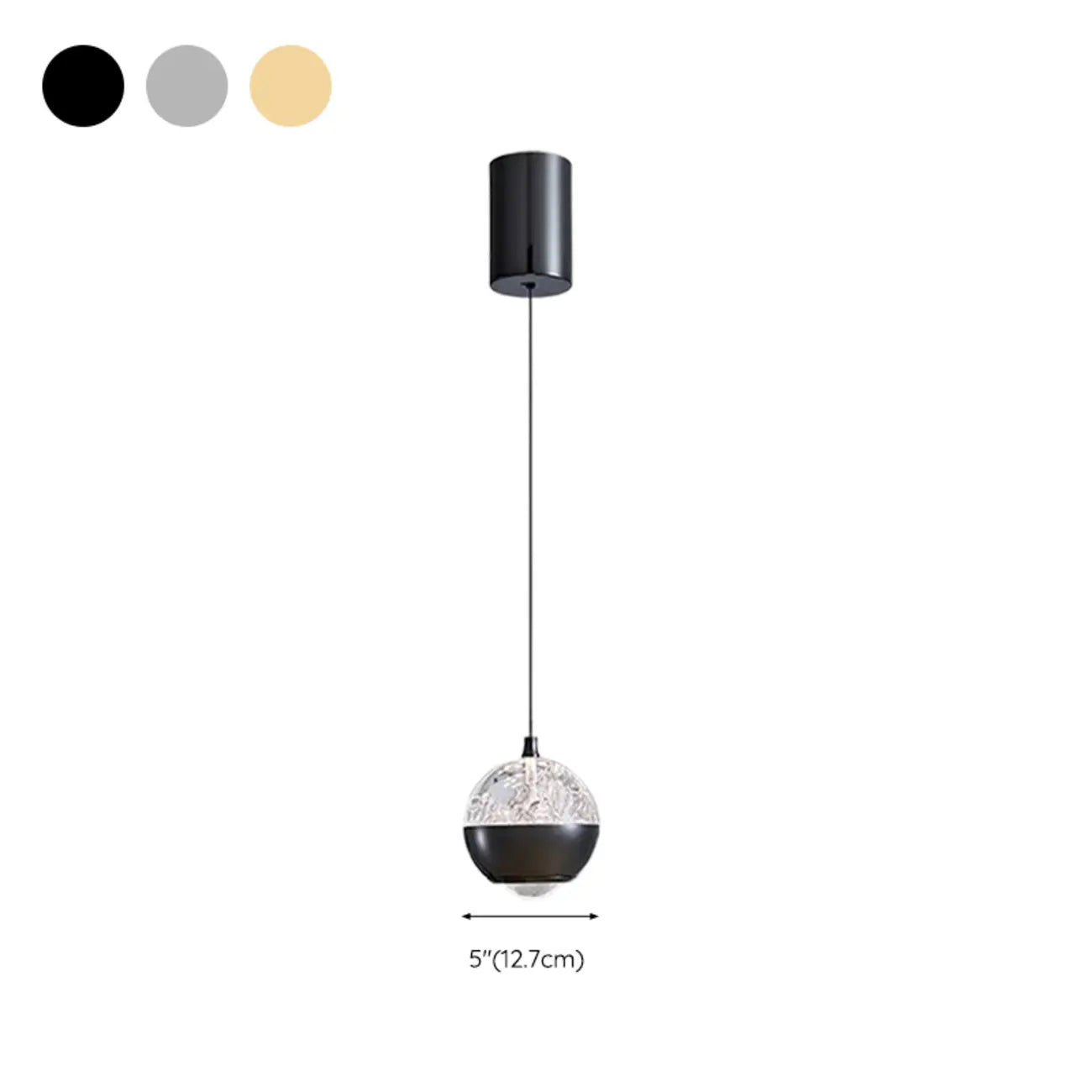 Suspension moderne en métal transparent avec globe lumineux réglable pour chambre à coucher