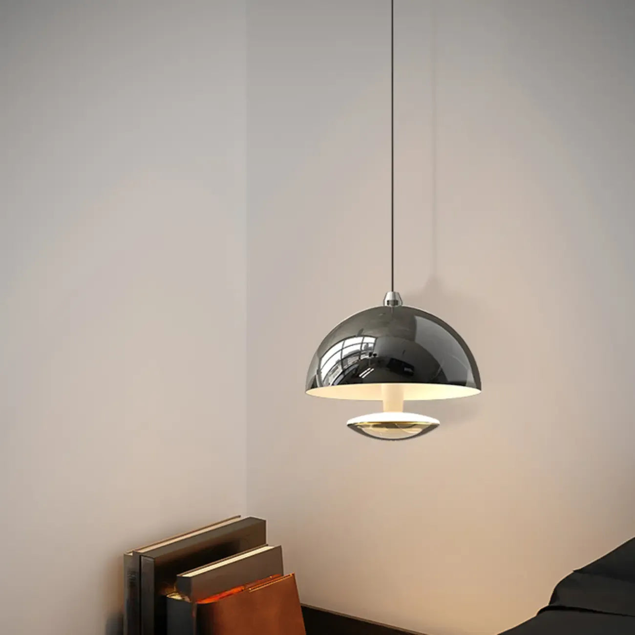 Suspension hémisphérique moderne en métal à intensité variable pour chambre à coucher