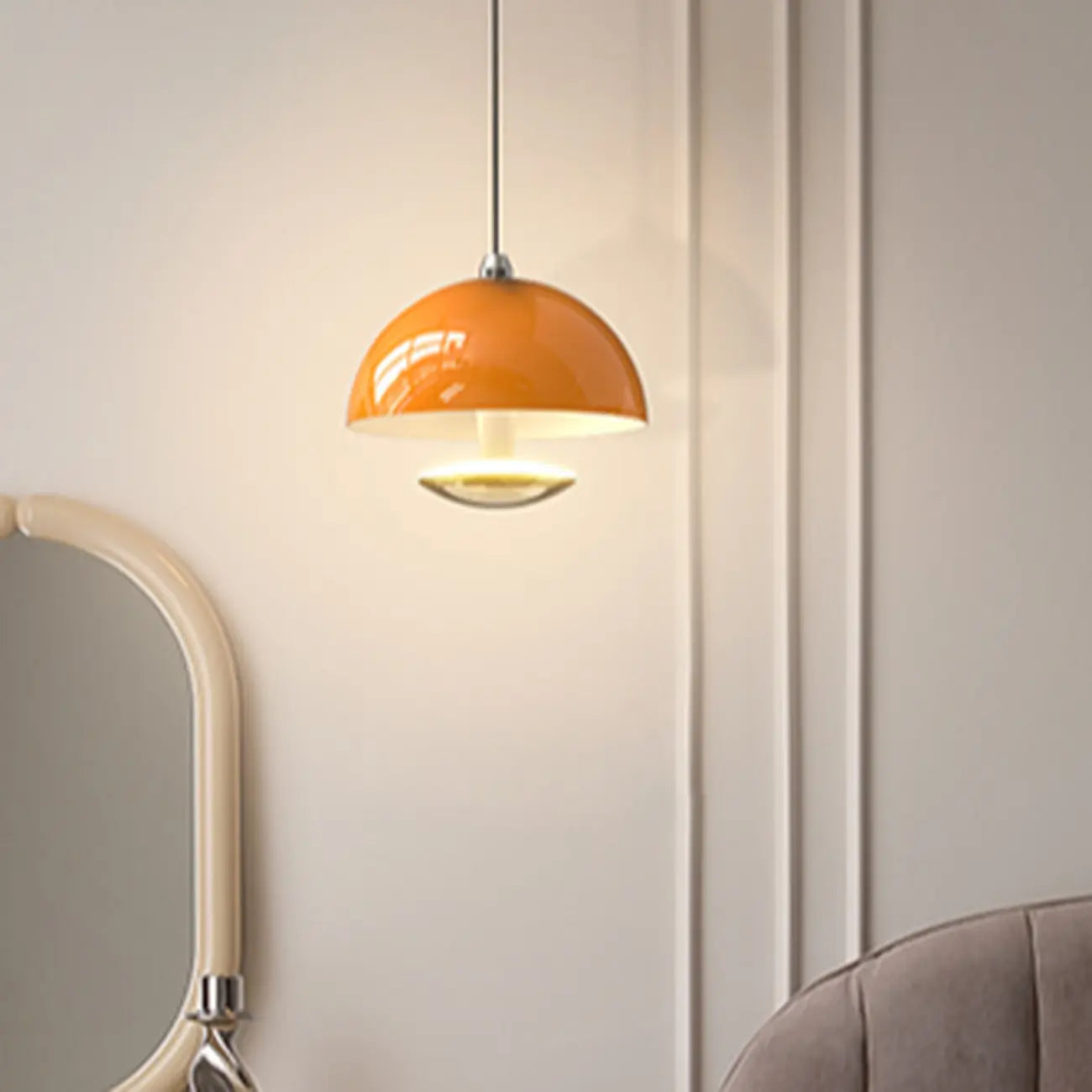 Suspension hémisphérique moderne en métal à intensité variable pour chambre à coucher