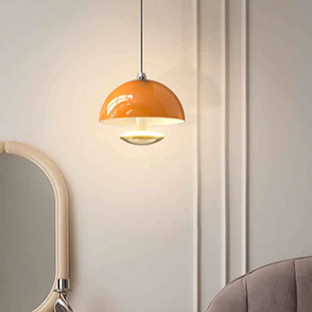 Suspension hémisphérique moderne en métal à intensité variable pour chambre à coucher