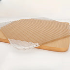 Table de chevet ouverte en bois d'hévéa avec plateau en verre cubique et éclairage intégré