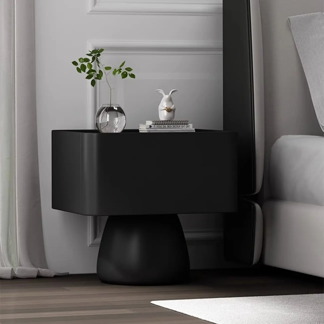 Table de chevet en bois avec tiroir de rangement et plateau en verre