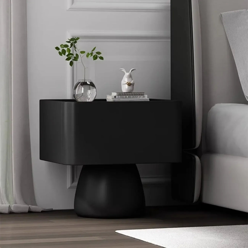 Table de chevet en bois avec tiroir de rangement et plateau en verre