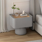 Table de chevet en bois avec tiroir de rangement et plateau en verre