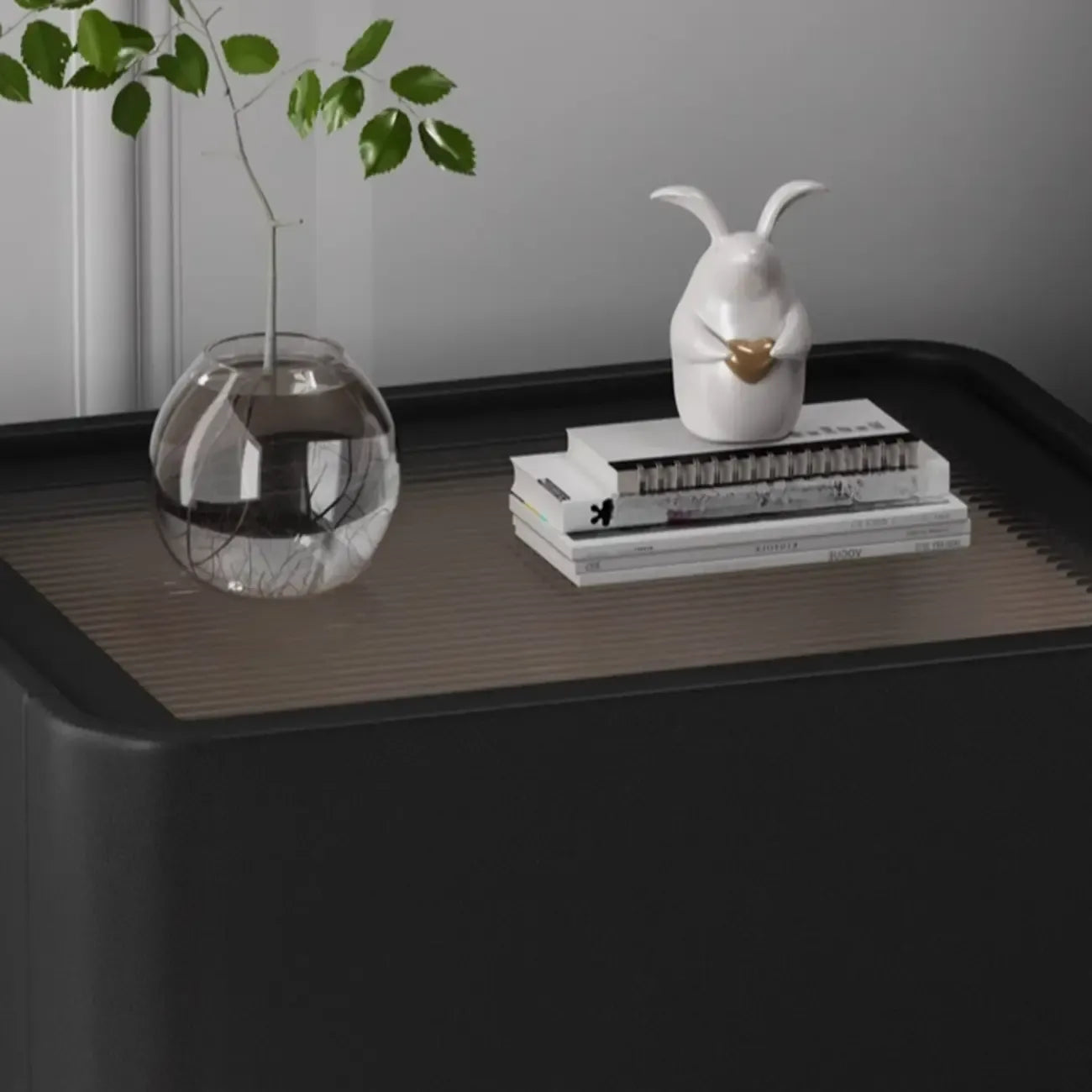 Table de chevet en bois avec tiroir de rangement et plateau en verre