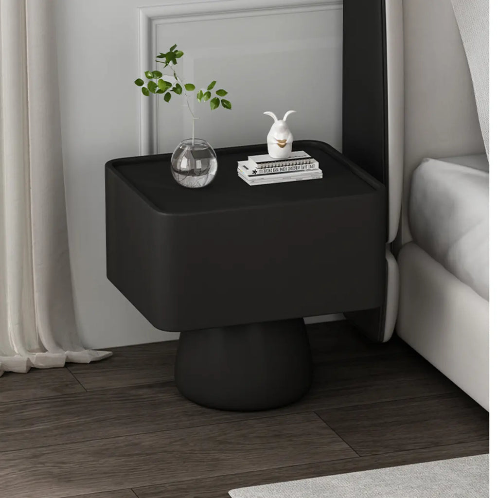 Table de chevet en bois avec tiroir de rangement et plateau en verre