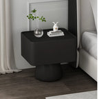 Table de chevet en bois avec tiroir de rangement et plateau en verre