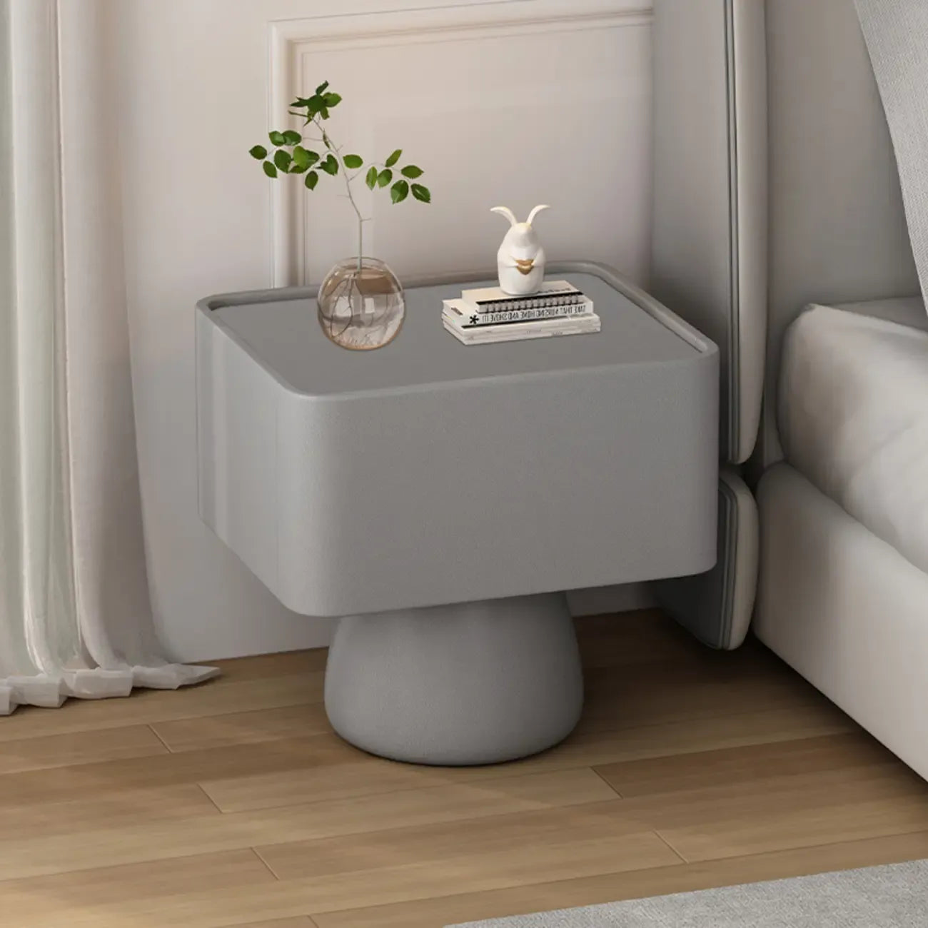 Table de chevet en bois avec tiroir de rangement et plateau en verre
