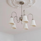 Lustre classique vintage en chrome et céramique blanche