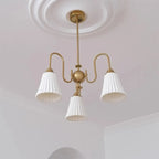 Lustre classique vintage en chrome et céramique blanche