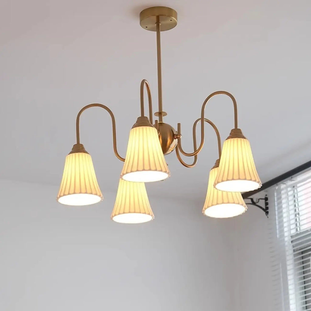 Lustre classique vintage en chrome et céramique blanche