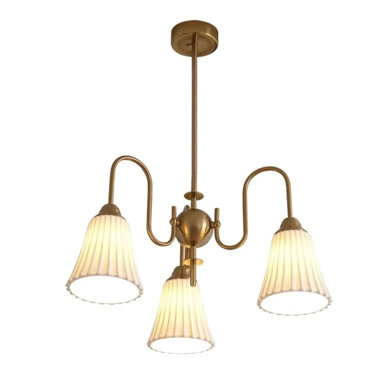 Lustre classique vintage en chrome et céramique blanche
