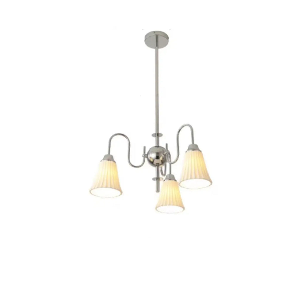 Lustre classique vintage en chrome et céramique blanche