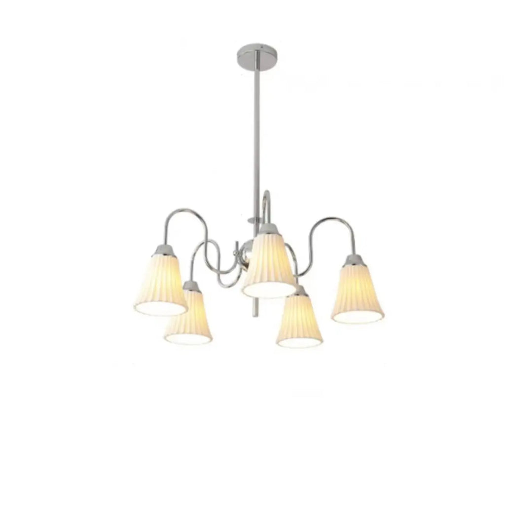 Lustre classique vintage en chrome et céramique blanche