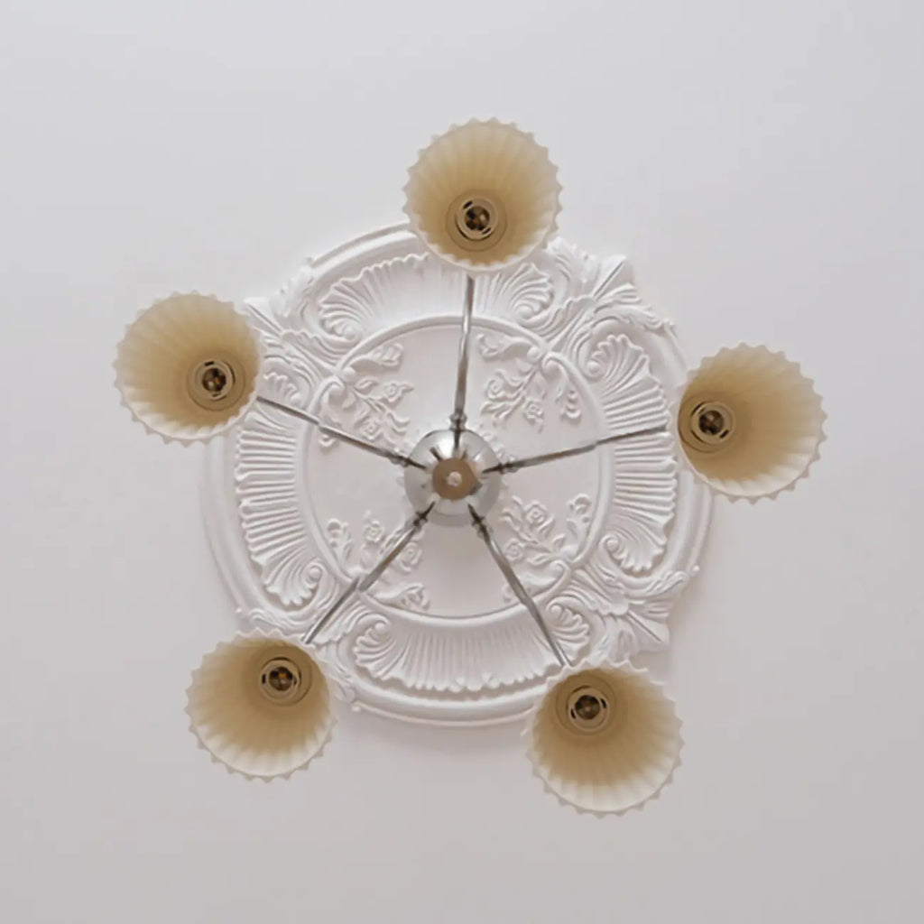 Lustre classique vintage en chrome et céramique blanche