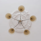 Lustre classique vintage en chrome et céramique blanche