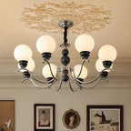 Lustre moderne classique en métal noir et globe en verre