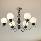 Lustre moderne classique en métal noir et globe en verre