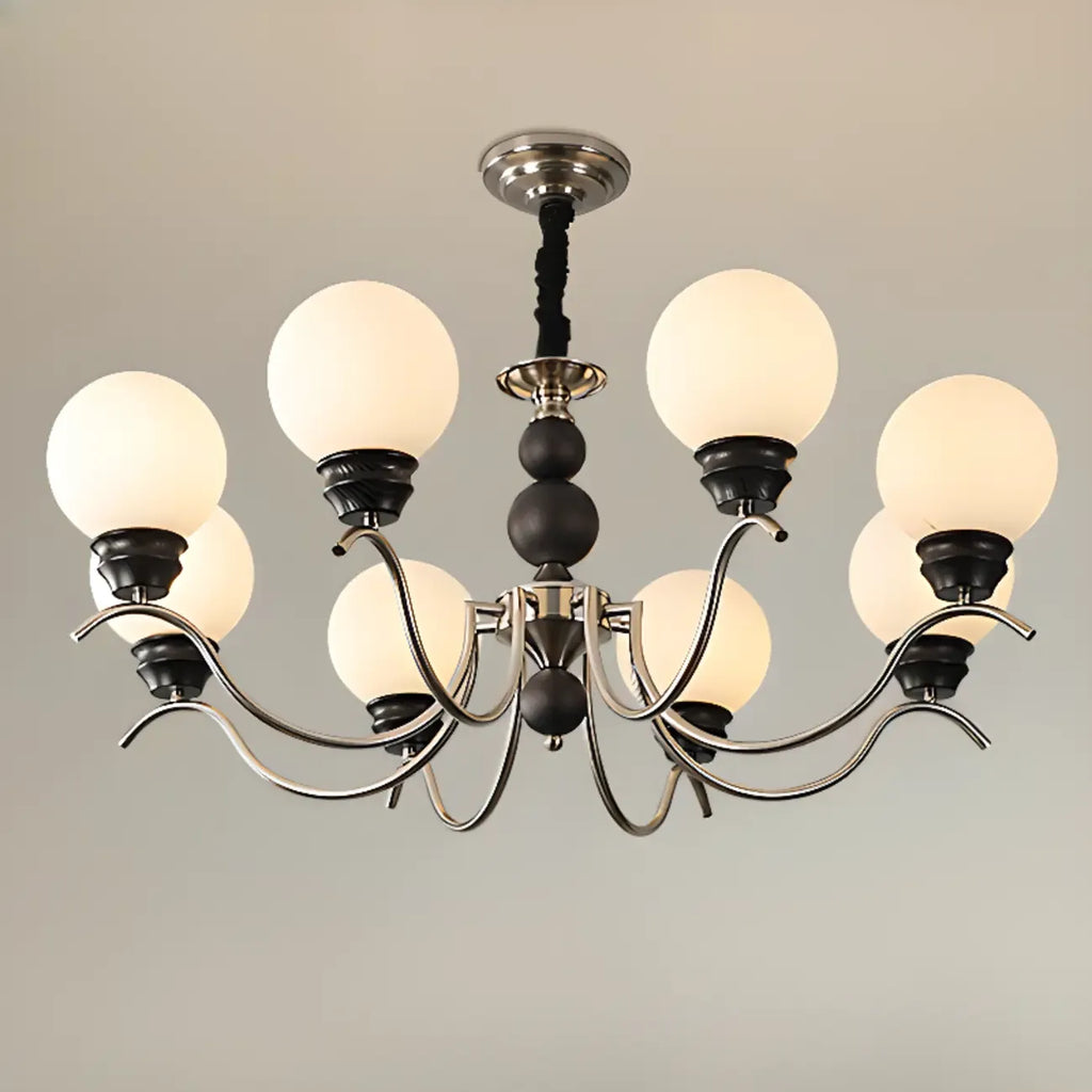 Lustre moderne classique en métal noir et globe en verre