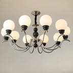 Lustre moderne classique en métal noir et globe en verre