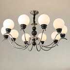 Lustre moderne classique en métal noir et globe en verre